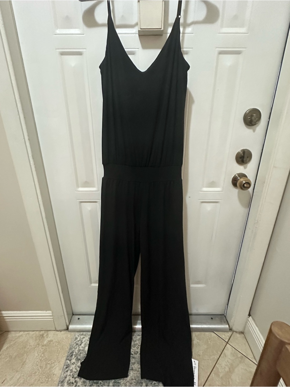 Veronica M Black V-Neck Wide-Leg Jumpsuit